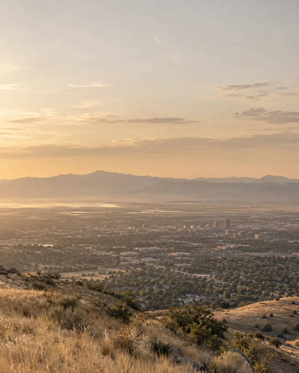 The Salt Lake valley at golden hour